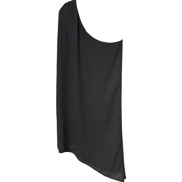 Dee Elly Dresses & Skirts - Dee Elly Women's Black One Shoulder Chiffon Asymmetrical Mini Dress Size Large